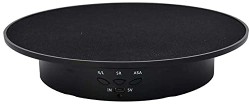 Qinmay 360-Degree Electric Rotating Turntable, Rechargeable Low Noise Adjustable Smooth Rotation Non-Slip Display Stand for Photographic Products (Black, 7.8 inches/Load 17 LB/Velvet top)