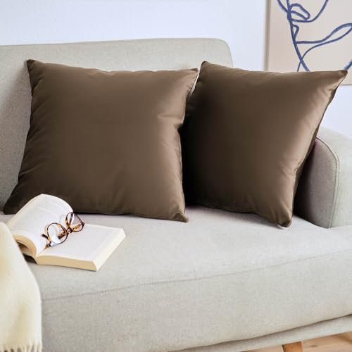 Blumtal 2er Set Kissenbezug 30x50 cm Dunkelbraun - dekorativer Samt Kissenbezug mit verstecktem Reißverschluss, Kissenhülle für Zierkissen Deko-Kissen Polster Sofakissen & Couchkissen waschbar