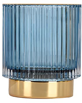 DASITON Organizador de Maquillaje,Organizador de Brochas de Maquillaje,Porta Brochas Maquillaje de Cristal,Organizador de Cosméticos,Almacenamiento de Cosméticos para Tocador,Baño,Dormitorio(Azúl S)