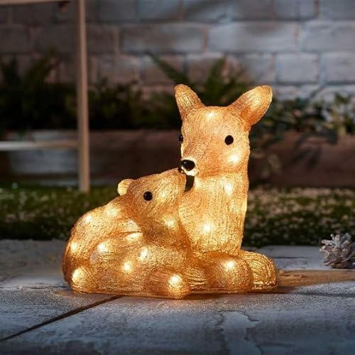 Marco Paul Lumière de Noël LED fantaisie en forme de biche et de faon, résistante aux intempéries et durable, décoration intérieure et extérieure, grande figurine de Noël