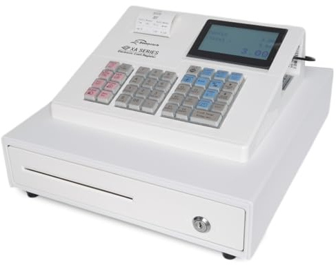 CRG XA138 Simple Cash Register Till Black. Ideal for Retail. Easy to Setup and Operate. (White, Small Drawer)