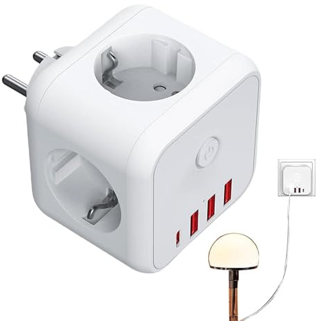 Multipresa elettrica, prolunghe per prese - Splitter di protezione contro le sovratensioni a 3 porte USB | 3 prese a muro di protezione da sovracorrente CA per dorto