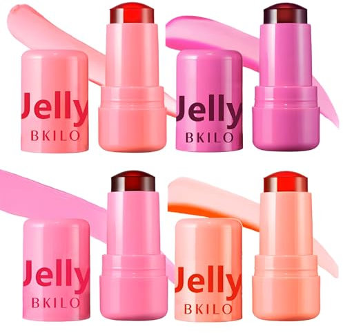 4 Pezzi Jelly Blush Stick Colorante - Crema Fard per Occhi, Guance e Labbra - Leggero, Traspirante, per Ragazze e Donne (Multicolore, 4pcs)