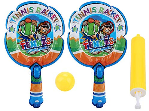 Kinder Badmintonschläger Leicht aufblasbare Sportspielzeug 2pcs mit Ball für Kinder im Freien im Freien