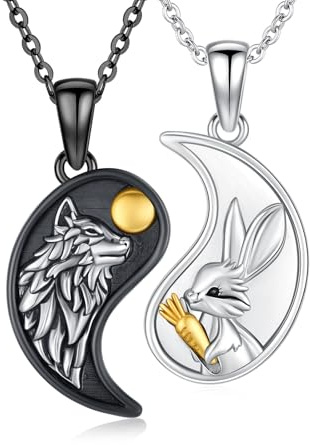 JFASHOP Yin Yang halsband 925 sterling silver vänskapskedja Yin Yang hänge kedja partnkedja för dig och honom smycken presenter för kvinnor män par, Extra, Sliver, Nej