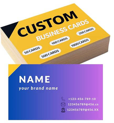 Tarjetas de Visita Personalizadas - Resistente al Agua, Personalizable con Logo/Texto/Código QR (Impresión a Doble Cara,100-2000Unidades) - Tarjetas de Empresa para Pequeños Negocios