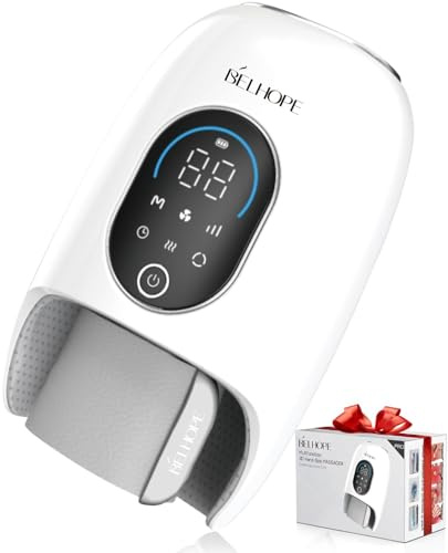 belhope Hand Massager with 9 Modes and 4 Heating for Hot and Cold Therapy Wrist Massager for Arthritis and Carpal Tunnel Relief, Hand Massager with Heat and Compression, Mother's Day Gifts, White