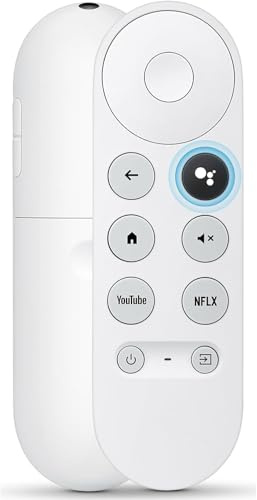 Telecomando vocale per Google Chromecast con Google TV (4K/HD) G9N9N, ricambio per Google TV Streamer, Color Snow, con pulsanti di scelta rapida Youtube e Netflix, Bluetooth, bianco