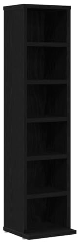 Lumanois Estantería para CDs Madera contrachapada Roble Negro 21x20x88cm, Mobiliario Armarios y Almacenamiento Almacenamiento para CD y DVD, Negro, 6.3kg