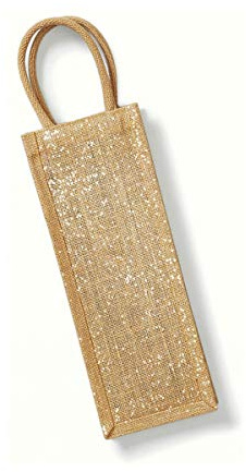 Westford Mill W433 Shimmer Jute Bottle Bag - Natural Gold