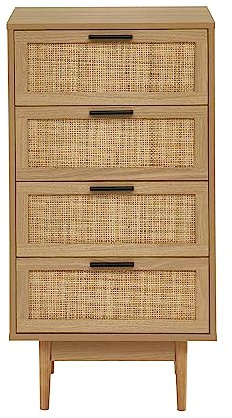 BAÏTA Chiffonnier Amana cannage rotin 4 tiroirs
