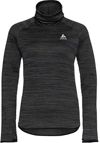 Odlo Laufshirt Damen Langarm Essential Thermal I Sport Shirt I Sport Oberteil I Midlayer I Fitness Shirt
