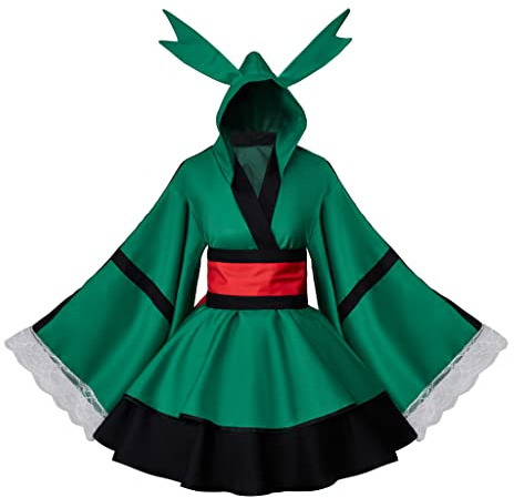 VintageCos Anime Hero Kimono Dress Outfit Midoriya Izuku Costume Katsuki Cosplay Froppy Costume for Women