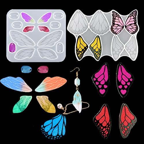 Voyyphixa 2Pcs Resin Molds Fairy Wings Silicone Molds Butterflies Wings Jewelry Silicone Mold for Epoxy Resin Casting for DIY Earrings Pendant Keychain Ornaments Decoration Gift (2 PCS)