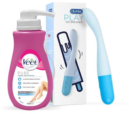 Veet Crema Depilatoria Pelli Sensibili 400ml + Vibratore Ice-breaker velocità regolabile