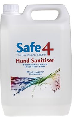 Safe4 Alcohol-Free Hand Sanitiser - Bactericidal & Virucidal Foam for Effective Protection - 5L (Pack of 1) - Designed for 50ml and 600ml Bottle Refills