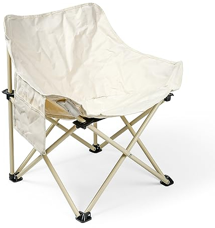 Vlio Folding Camping Chair for Adults Lightweight Foldable Camping Moon Chair with Side Pocket Heavy Duty for Garden, Fishing, Picnic, Camping, Travel, Beach, Hiking, Outdoor