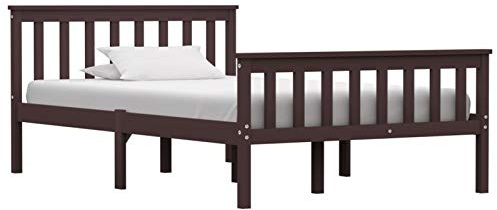 ARKEM Solid Wood Bed Bed Frame,Wood Highlights, Small Double,Bed Frame Dark Brown Solid Pinewood 120x200 cm