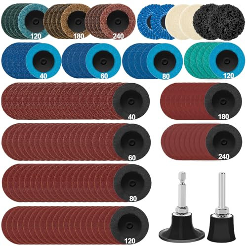 145pcs Die Grinder Sanding Discs Bits, 50mm Drill Sanding Attachment with 6mm Shank for Grinder Rotary Tool Accessories, Roll Lock Quick Change Discs Set for Removing Paint, Rust, Welds and Oxidation