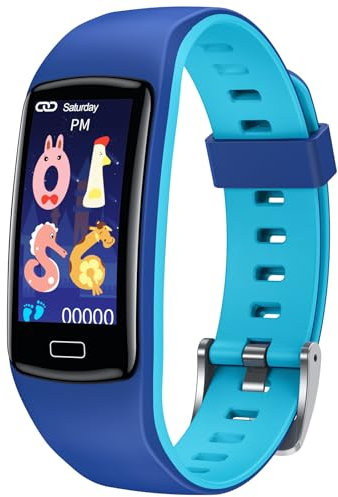 Reloj Inteligente Niño Pulsera Actividad: Smartwatch Niños Deportivo Impermeable Monitores de Actividad con Podómetro Pulsómetros Monitor de Sueño Contador de Caloría Smart Watch para Niños 5-15 Años