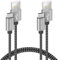 deleyCON USB-C Kabel SET (2 Stück je 2m) Nylon Ladekabel Datenkabel USB Typ C Metallstecker Laden & Synchronisieren von Handy & Smartphone