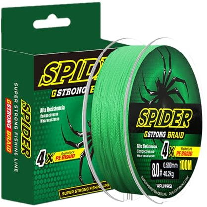Fil de pêche tressé Generic | Fishing Line | 100 m | Vert | Polyéthylène | 4 Tresses | Résistant à l'abrasion | Pêche en mer