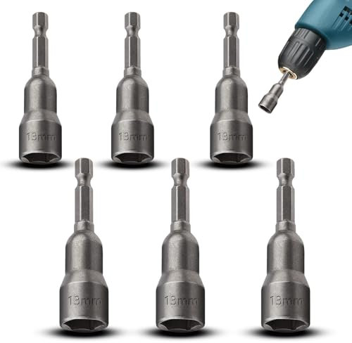 TXXATX 13 mm Llave de Vaso Hexagonal 1/4 Pulgadas Juego de Llaves de Vaso 6 Piezas Taladro Magnetico Llaves de Vaso para Taladro Manuales Electric Screwdriver Atornilladores Inalámbricos