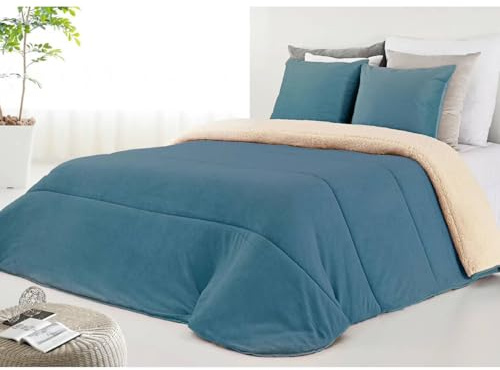 GREATOYAR Edredón Nórdico Borrego, Edredon con Sherpa y Coralina, Ideal para Invierno, para Cama de 90cm y 105cm, Edredón Cama Matrimonio y Sofá para Invierno, Cálida y Suave, 190x240cm, Azul