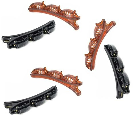 6 fermagli per capelli, a doppio strato, per trecce francesi, accessori per capelli per acconciature a metà piano, coda di cavallo, trecce (nero e marrone)