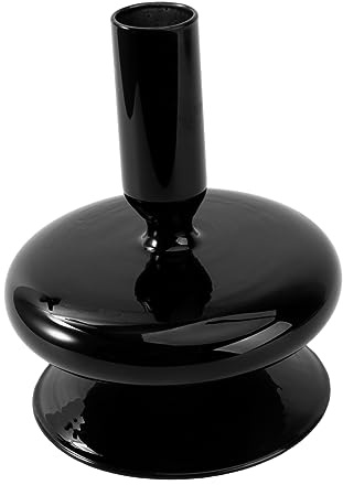 GARVALON Candelabro De Cristal Negro para Decoración, Candelabro Multiusos De Vidrio Soplado, Accesorio Elegante para Cenas Románticas y Ambientación del Hogar, 1 Unidad