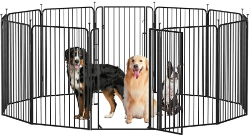 Yaheetech Recinto per Cani 12 Pannelli 100 cm da Interno da Esterno, Cancelletto Box per Cane Gatti, Cancello Recinzione Barriera Pieghevole in Metallo per Casa Giardino