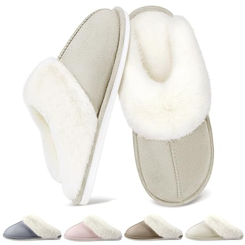 QQSQ Zapatillas de Estar por Casa Mujer Hombre Invierno Cálido Casa Peluche Pantuflas Comodas Caliente Zapatos de Algodón Confortables Antideslizante Interior Exterior