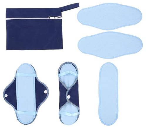 Mikinona Serviettes Hygiéniques Lavables en Tissu Pul Lot de 8 set de Pièces Serviette Hygiénique Réutilisable Ailes Taille Moyenne pour Flux Modéré Absorption Microfibre pour Voyage