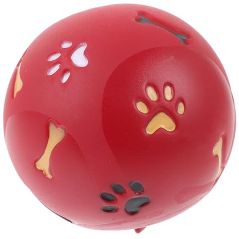 HOUDERCO Pelota de Fuga para Perros Roja de TPR Aroma a Leche, Juguete Interactivo y Dispensador de Comida para Entrenamiento y Diversión