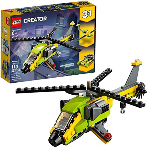 LEGO 31092 Creator Helicopter Adventure, Power Boat and Glider Plane 3 in 1 Building Set, Vehicle Toys for Kids 6 Years Old and Older