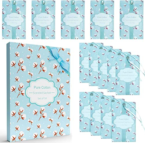 LA BELLEFÉE 14 x Cotton Scented Sachets Bags for Drawers Closets, Room, Wardrobe, Bathrooms, Cars