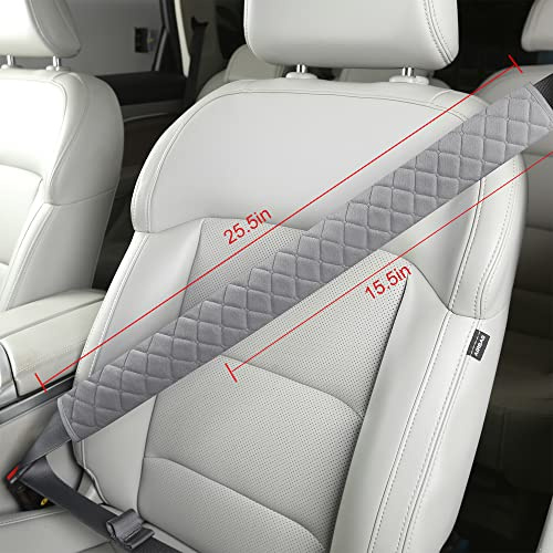 HighnessHwoo Extra Long Seatbelt Covers for Adults Kids Women & Men, Soft Car Seat Belt Strap Cushion for Sedan, SUV, Trucks, Shoulder Neck Chest Protector Pads, Auto Accessories, 1pc, Gray, 15.5in