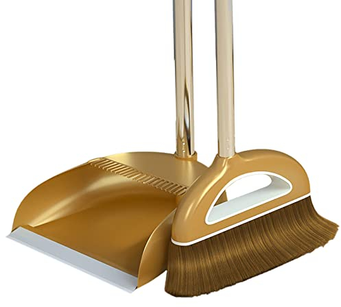 Set di scopa e paletta, paletta e spazzola a manico lungo, per uso domestico, spazzola per la polvere, set di scopa magica antiaderente con filtro a forma di pettine per spazzare interni ed esterni