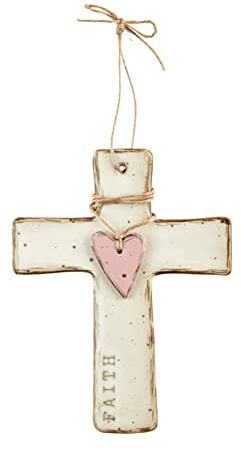 Mud Pie Spring Heart Cross, Faith, 6 1/2' x 5
