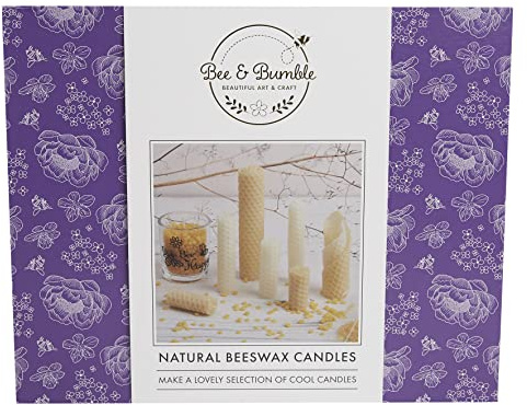 Bee & Bumble Natural Wax Scented Beeswax Hobby Craft Supplies Candle Kit, Ideal for Adult and Older Kids, Long Lasting Burning Time
