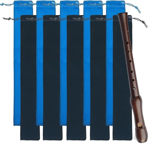 SUPVOX 10 Pcs Flute Storage Bags Suede Drawstring Pouches for Soprano Recorder Harmonica Drumsticks 14.56X2.36X0.11 Inch Soft Lining Carrying Cases for Music Instrument Accessories