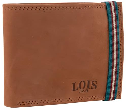 Lois - Cartera de Piel para Hombre - Cartera Hombre Piel con Monedero Interior y Tarjetero, diseño Slim, Cuero auténtico, Regalo Elegante. Proteccion RFID, Marron