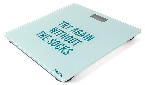 Fisura - Pèse-personne numérique try again. Pèse-personnes en verre. Pèse-personnes électroniques jusqu'à 180 kg et 50 g de précision, technologie Step-On. 30 x 30 cm
