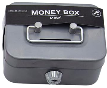 Kasmole Tirelire avec Clé | Caisse métallique verrouillable boîte de sécurité avec Serrure à clé avec 2 clés - pour Le Stockage des pièces de Monnaie de Petite Caisse