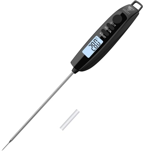 DOQAUS Meat Thermometer Probe, Instant Read Food Thermometer,Digital Cooking Thermometers, Backlight Screen, High Accuracy, Auto-Off, Food Temperature Probe for Kitchen Cooking Water BBQ Milk(Black)
