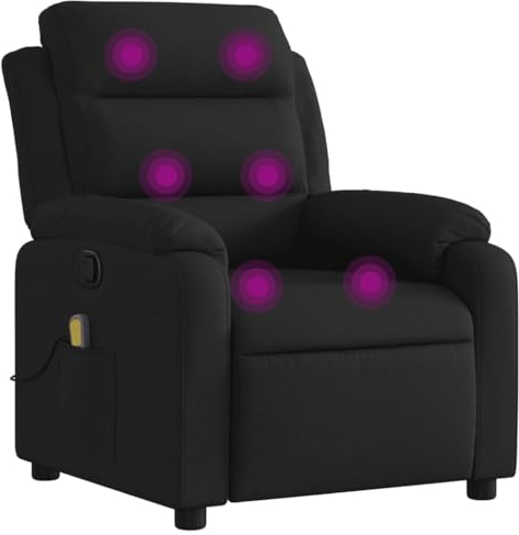 vidaXL Massagesessel, Sessel Verstellbare Rückenlehne Fußteil, Fernsehsessel Relaxsessel mit Liegefunktion, Liegesessel Polstersessel Ruhesessel, Schwarz Stoff