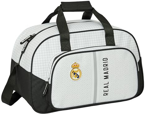 Safta Real Madrid 1ª EQUIPAZIONE 24/25 - Borsa sportiva, zaino ideale per bambini di diverse età, confortevole e versatile, qualità e resistenza, 40 x 23 x 24 cm, colore: bianco/grigio, bianco/grigio,