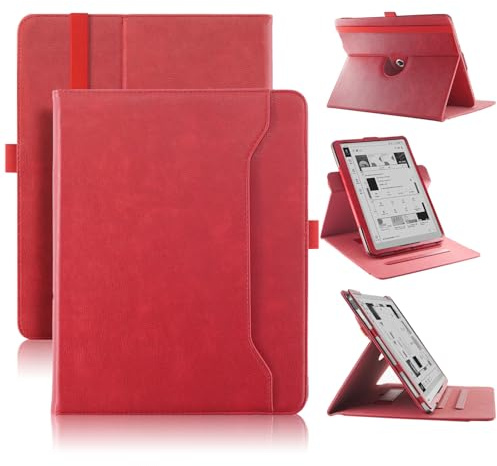 TOPCASE 360° rotationsfodral kompatibelt med Boox Tablet Go 10,3 ePaper E Ink 10,2 tum e-bok smart fodral med handrem kortplats och automatisk vila/väckning, röd