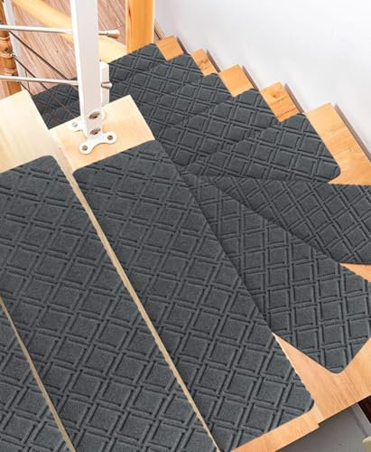 Tanice Rutschfeste Stufenmatten für Holz-, Fliesen-, Marmor- und Glastreppen (76 x 20 cm), waschbar, 15 Stück