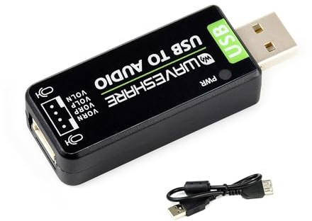 Wonrabai USB till AUDIO-modul USB-ljudkort, extern ljudomvandlare kompatibel med Raspberry Pi/Jetson Nano, stöder inspelning och uppspelning av stereokodec, inbyggd mikrofon och högtalarhuvud